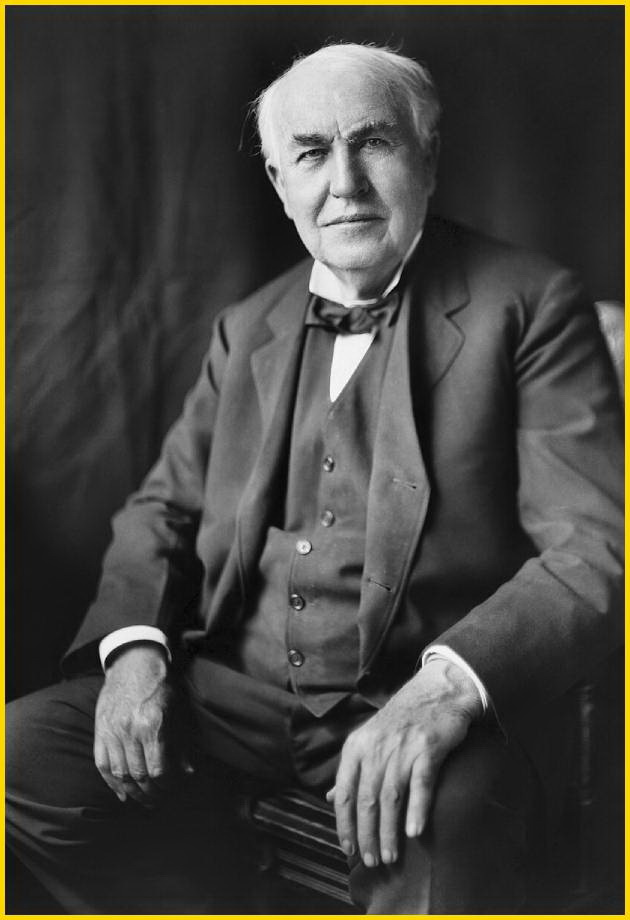 Portrait of Thomas Edison in 1922. Sepia-toned vintage photograph.